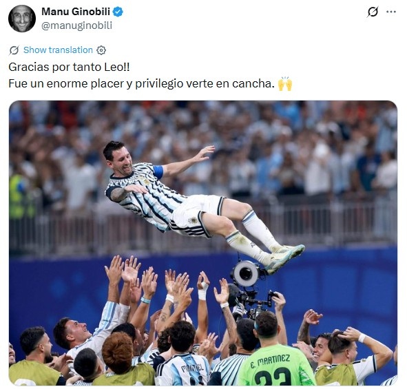 吉诺比利致敬梅西：能看到你在赛场翩翩起舞，是莫大的荣幸和快乐